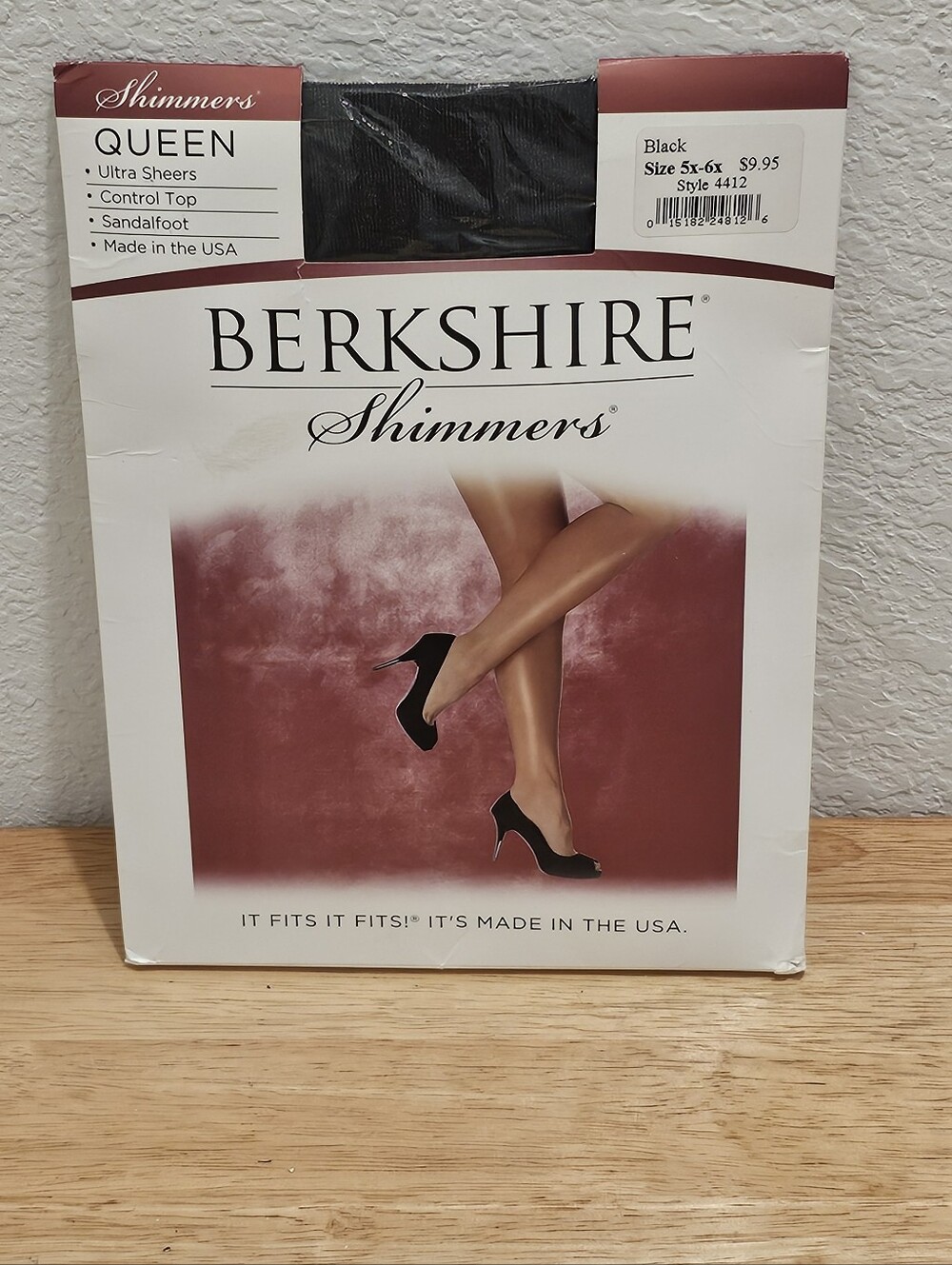 NIP Berkshire Shimmers Queen Pantyhose 5X-6X Black Control Top Style 4412 Plus
